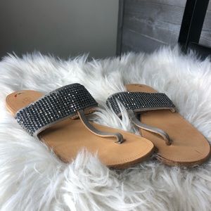 Bahia Italian leather rhinestone sparkle sandals